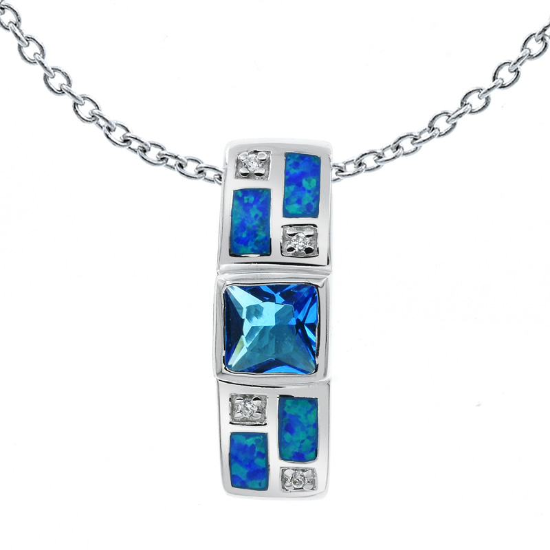 925 silver pendant with fancy opal