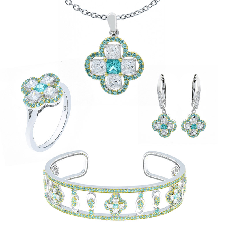 4 leaf clover jewelry set