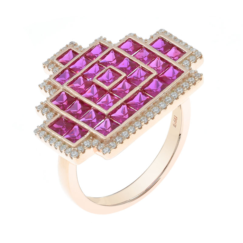 lattice silver ring for ladies