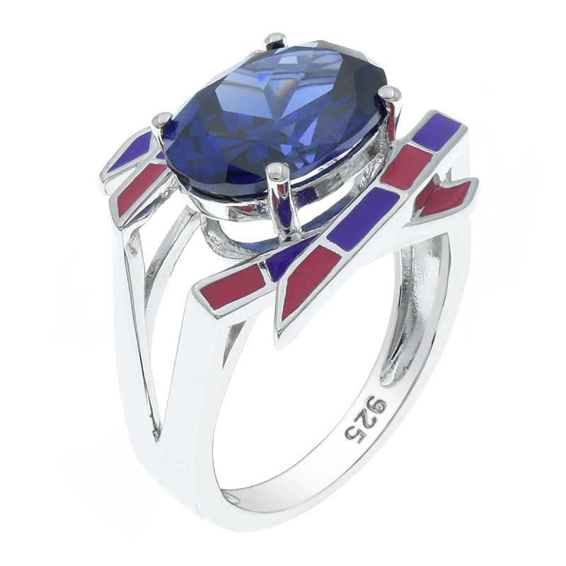 925 Sterling Ring With Enamel Band