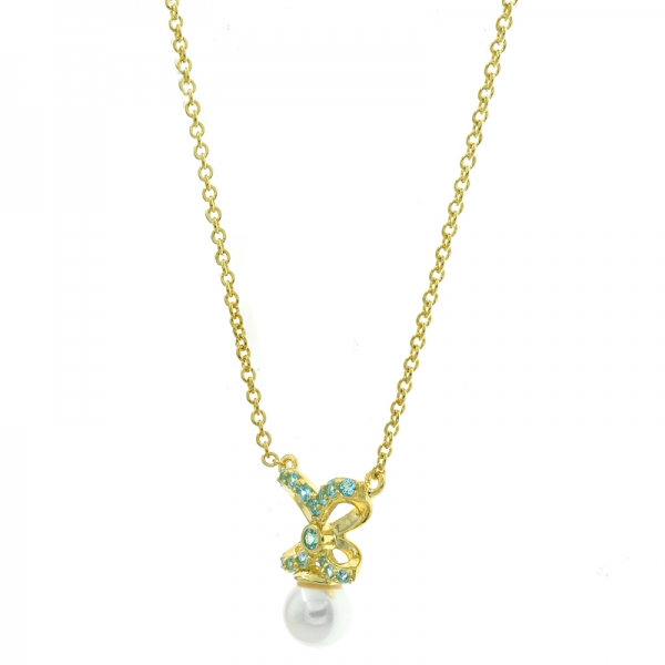 中国925純銀製の真珠のネックレス、パライバカラーストーン 