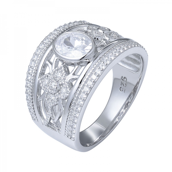 女性キュービックジルコニアのための楕円形1ct cz婚約指輪はハロー婚約指輪を約束 