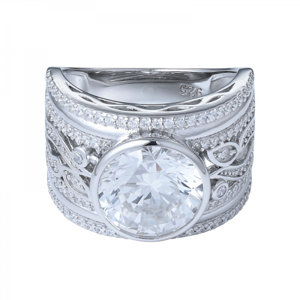 925シルバーczジュエリークリアホワイト10 mm 5カラットのキュービックジルコニアダイヤモンドの婚約指輪 