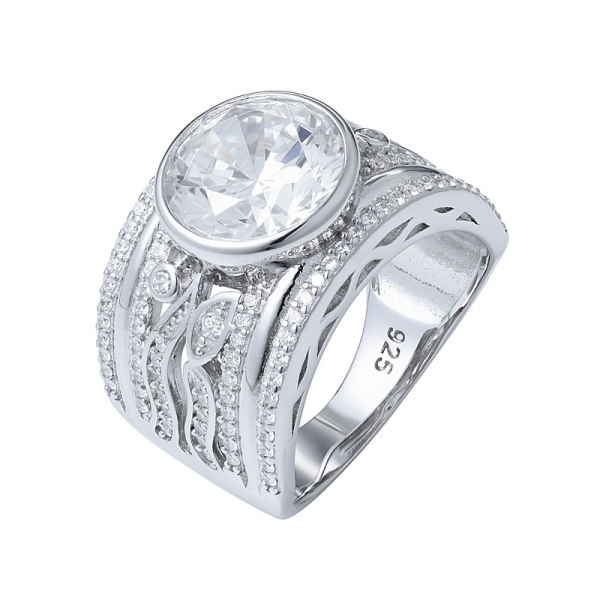 925シルバーczジュエリークリアホワイト10 mm 5カラットのキュービックジルコニアダイヤモンドの婚約指輪 