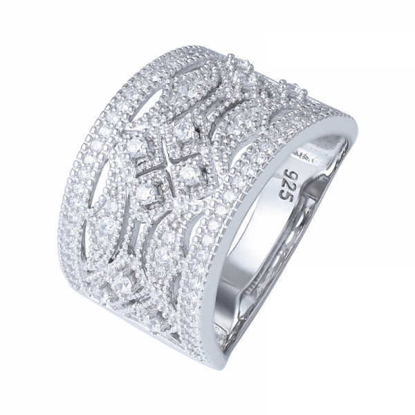 アールデコダイヤモンドの結婚指輪、積み重ね可能なエタニティリング 
