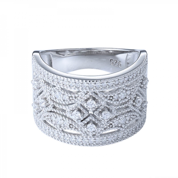 アールデコダイヤモンドの結婚指輪、積み重ね可能なエタニティリング 