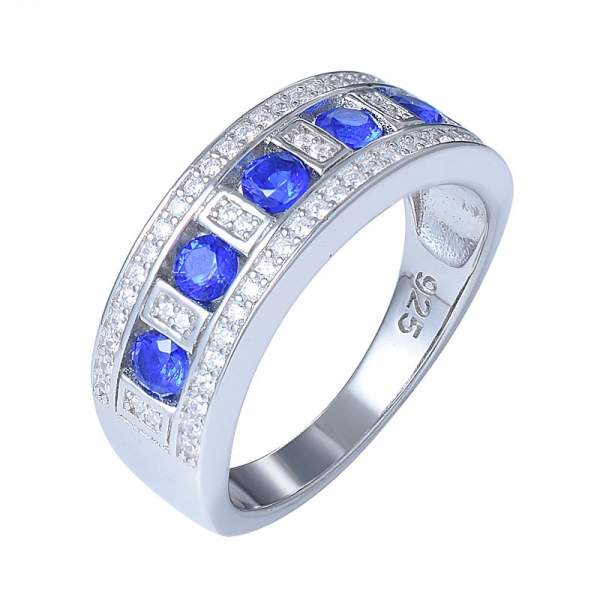 作成された青いサファイア宝石スターリングシルバー925ジュエリーセット女性の結婚式の婚約ギフト 