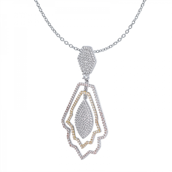 ジュエリーネックレス女性用の2色めっきキラキラ六角ダイヤモンドネックレス 