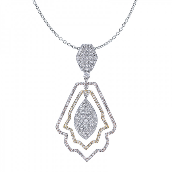ジュエリーネックレス女性用の2色めっきキラキラ六角ダイヤモンドネックレス 