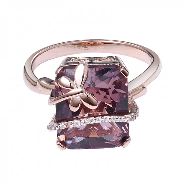 プリンセスカットピンクのモルガナイトの宝石デザイン14Kローズゴールドトンボリングネックレスの贈り物 