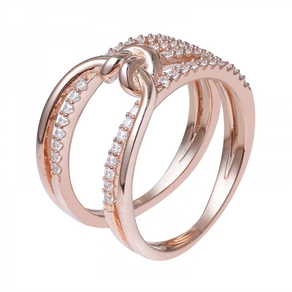 卸売スターリングシルバーローズゴールドメッキ婚約指輪 for 女性 