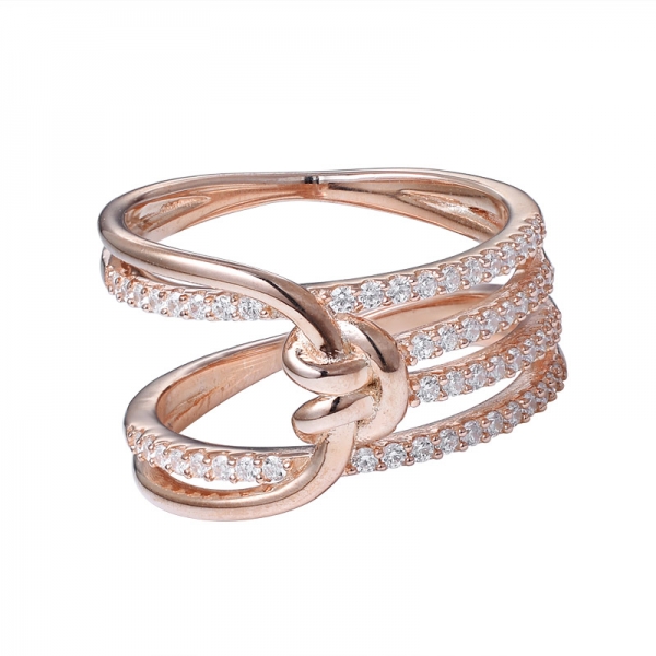 卸売スターリングシルバーローズゴールドメッキ婚約指輪 for 女性 