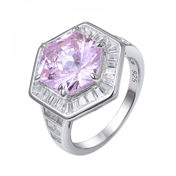 ピンクダイヤモンドが特別な六角形を作成 925 スターリングシルバーの婚約指輪 