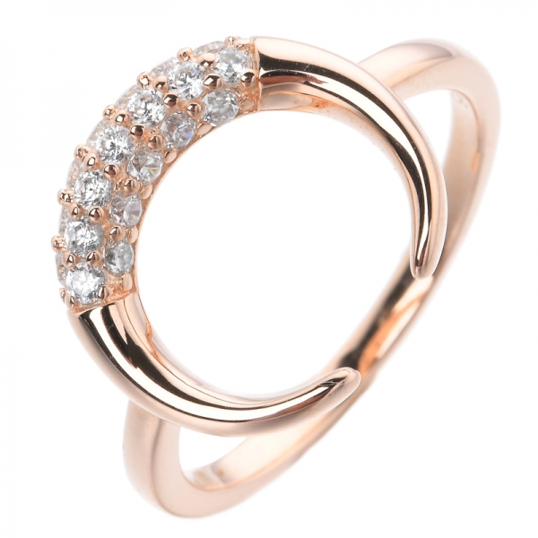 925 スターリングシルバーローズゴールドオーバーマーン形状婚約指輪 