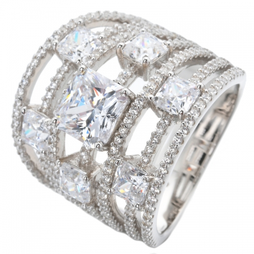 925シルバープリンセスカット結婚指輪