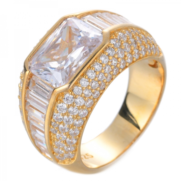 925 スターリングシルバー リング プリンセス & バゲット キュービックジルコニア ウェディング 婚約指輪
 