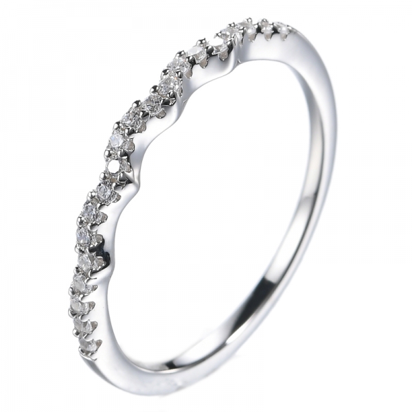 ロジウムメッキスターリングシルバーラウンドキュービックジルコニア婚約指輪セット
 