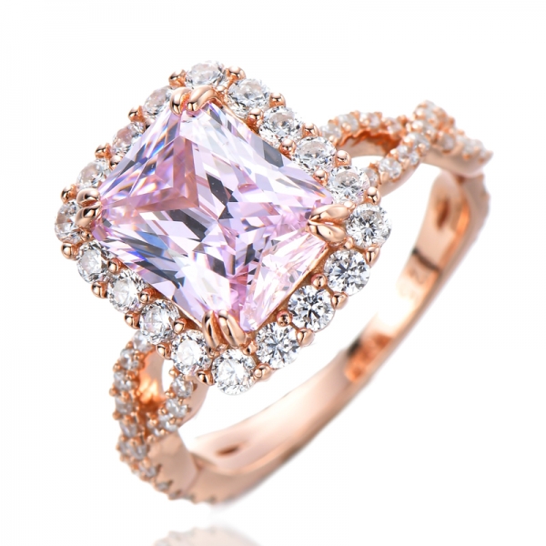 4.0CTW ピンク ダイヤモンドとホワイト キュービック ジルコニア 18k ローズ ゴールド オーバー スターリング シルバー 結婚指輪
 