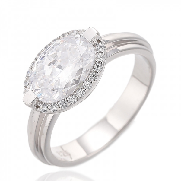 オーバルシェイプ ダイヤモンド ピンク＆ラウンド ホワイト キュービックジルコン シルバーリング ローズゴールドメッキ 