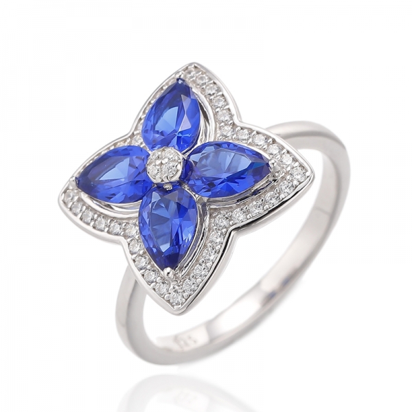 ペアシェイプ モルガナイト ナノとラウンド ホワイト キュービックジルコン シルバーリング（ローズゴールドメッキ） 